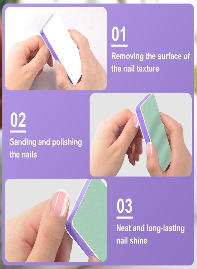 CGBE Nail Buffer and Shine Kit, 20pcs Nail Shine Buffer Blocks for Natural Acrylic Nails Polisher Fingernail Buffer Buffing File 1000/4000 Grit - Purple - Image 3